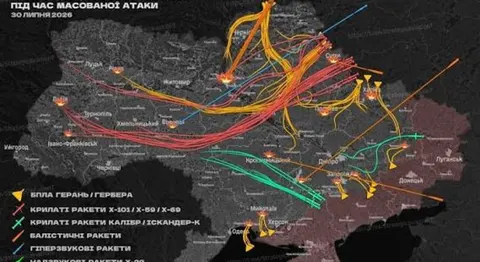 Масована атака на Україну вночі 30 липня: понад 350 цілей, є загиблі та поранені