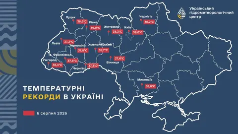 Спека 6 серпня побила температурні рекорди у 13 областях України