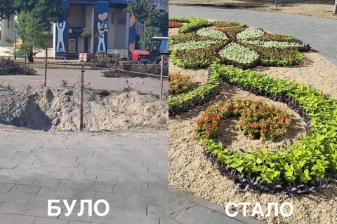 У Дарницькому районі Києва відновили клумбу після обстрілу