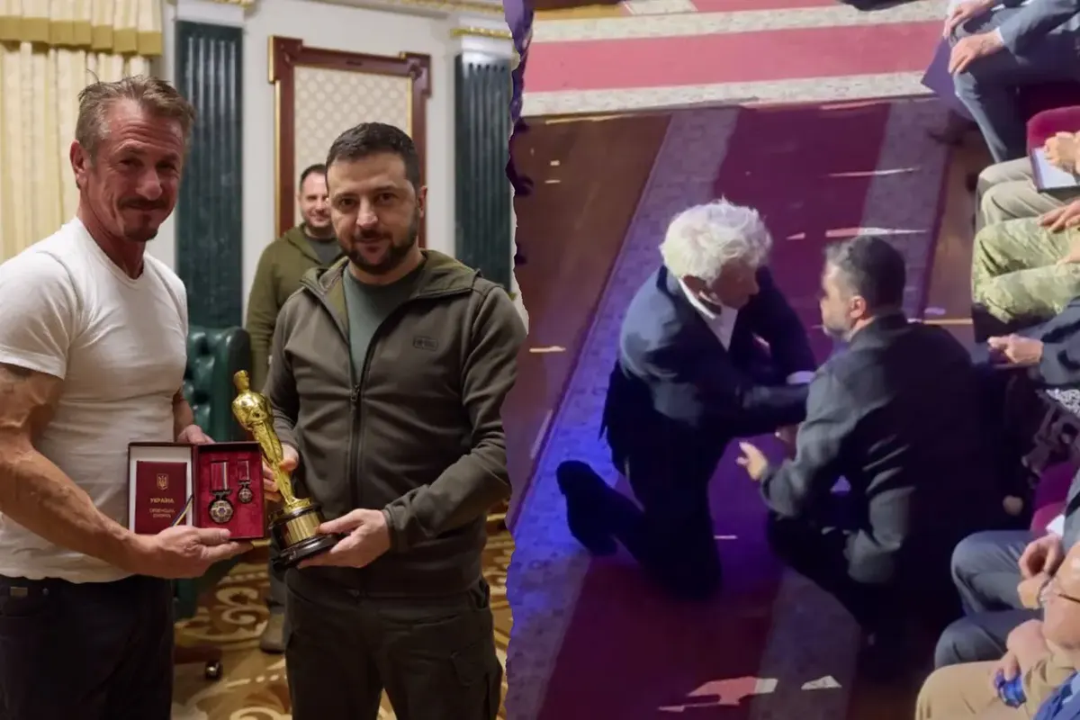 Зеленський і Шон Пенн поспілкувалися на підлозі під час заходу в Києві