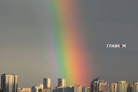 Після грози та вибухів над Києвом з'явилася подвійна веселка