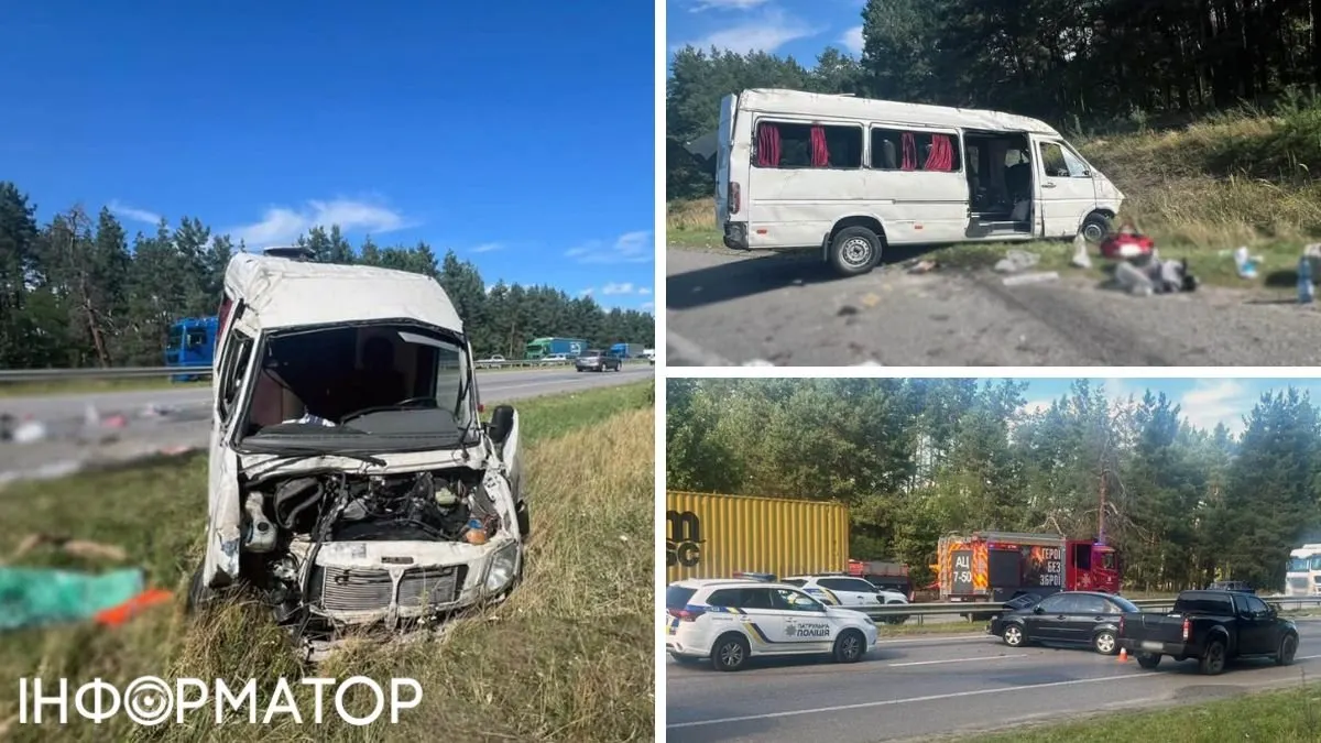 На Житомирщині маршрутка зіткнулася з легковиком: семеро постраждалих, рух перекрито